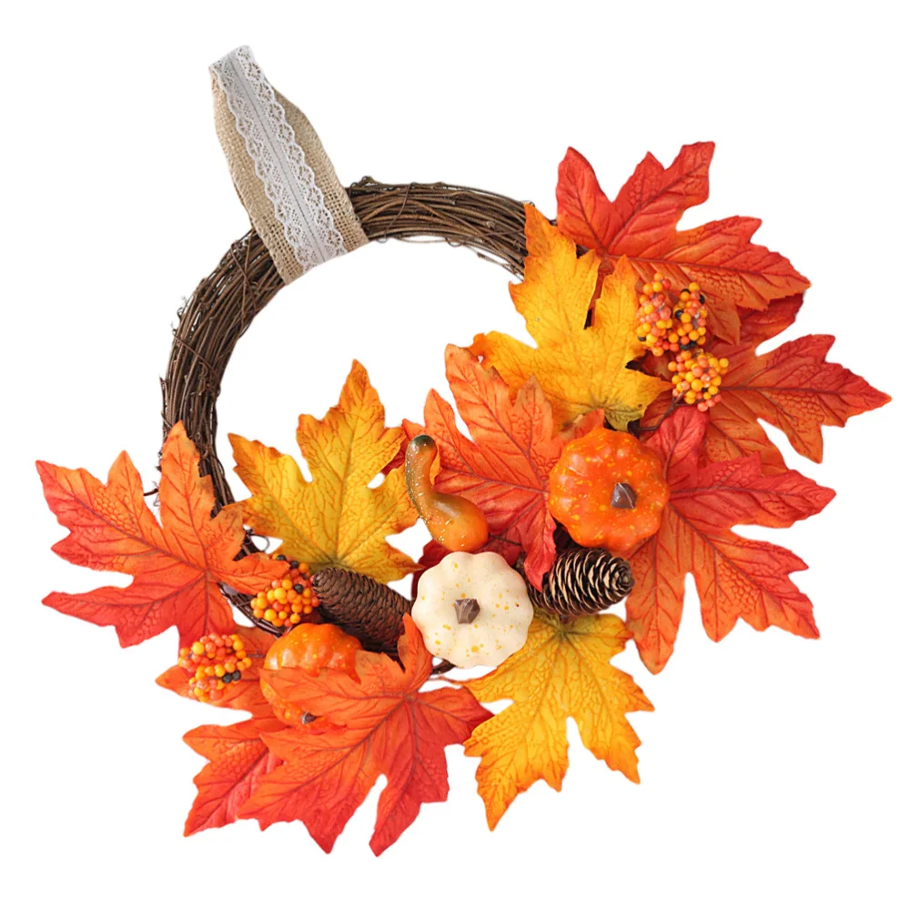 

Festival Decorative Wreath 40cm Artificial Maple Leaf Pendant Holiday Decoration