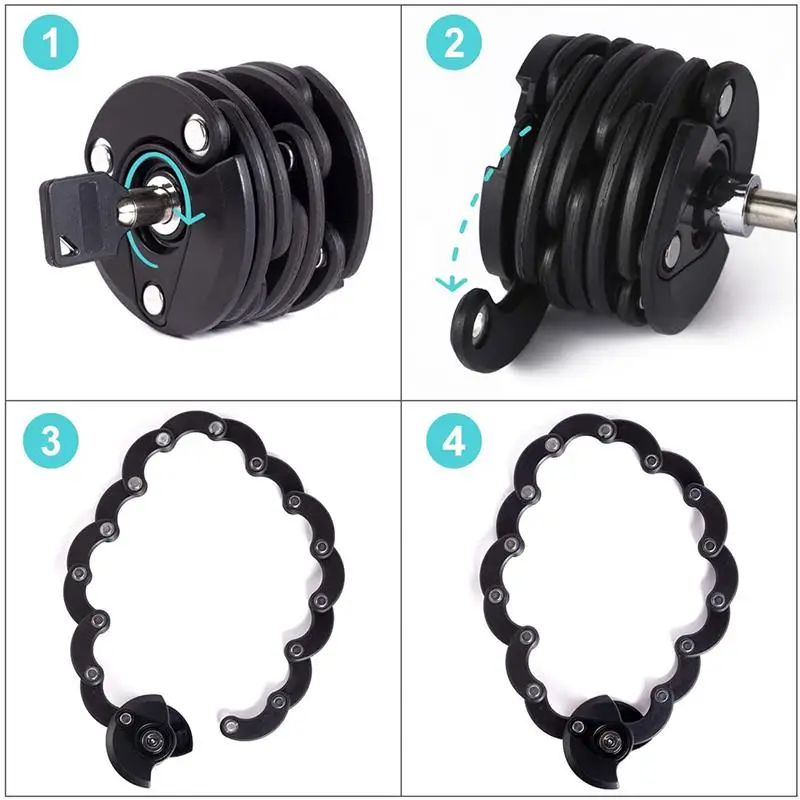 

Heavy Duty Anti-Theft Security Zinc Alloy Motorcycle Bike Bicycle Folding Lock Chain Lock Padlock for Road Mountain Bike