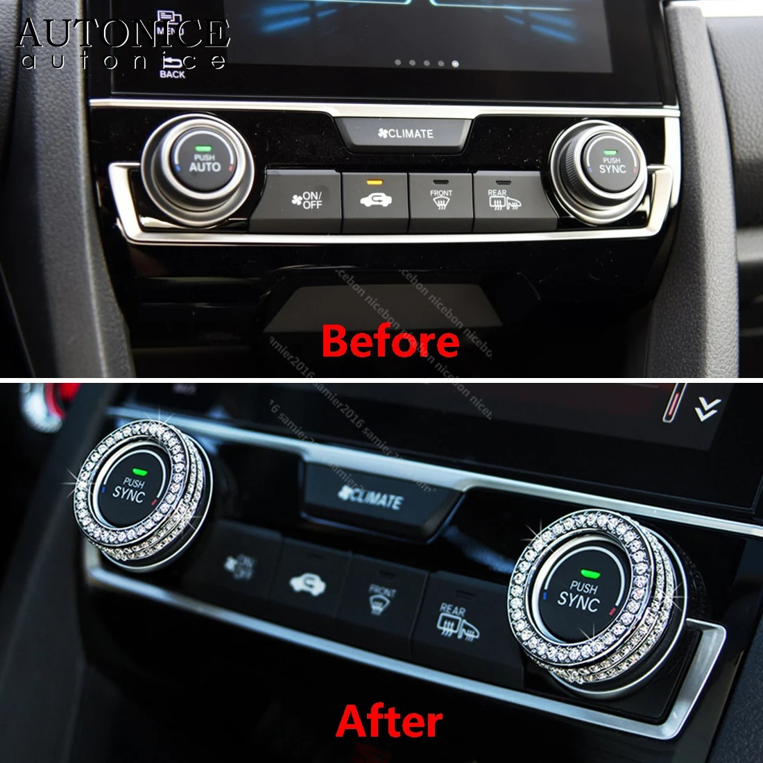 

Подходит для Honda Civic 2016-2019 2 шт. кристальная кнопка включения/выключения кондиционера крышка отделка