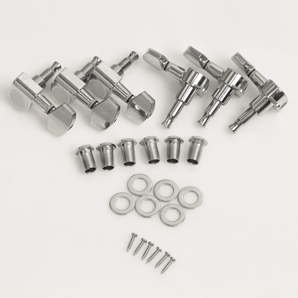 

6pcs New Chrome Inline Guitar String Tuning Pegs Tuners Machine Head Professional Durable Head For Acoustic Electric Guitars