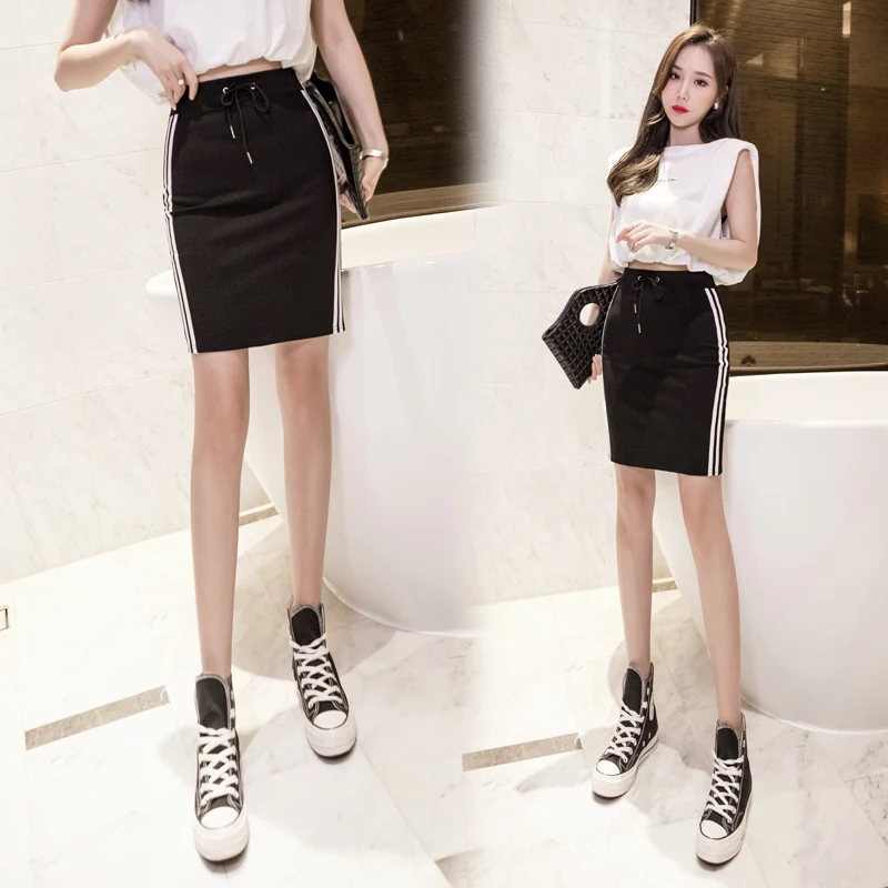 Юбка-карандаш женская летняя с высокой талией красная Черная |