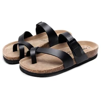 men summer new style cork slippers korean fashion sandals all match angle slippers set toe beach slippers flat slippers sandals