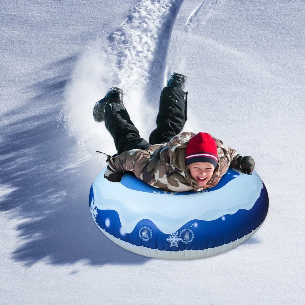 

Snow Tube Inflatable Winter Ski Circle Floated Skiing Board PVC With Handle Durable Outdoor Snow Tube Skiing Accessories 2021