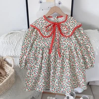 spring and autumn new girls dresses korean style toddler kids cute floral long sleeves princess dress baby girl clothes