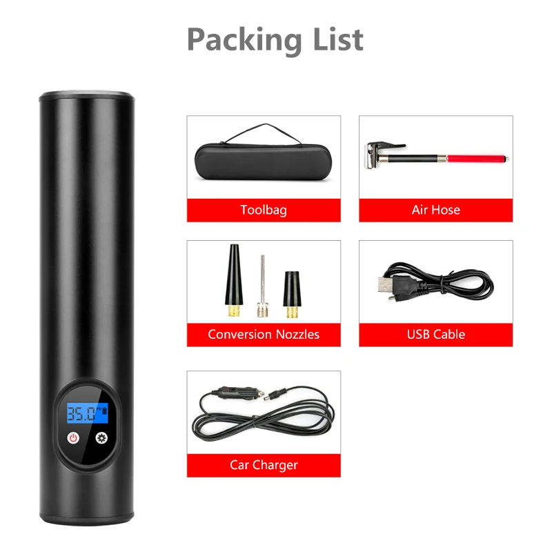 Vtopek ЖК-дисплей проводной воздушный компрессор шины надувной насос для