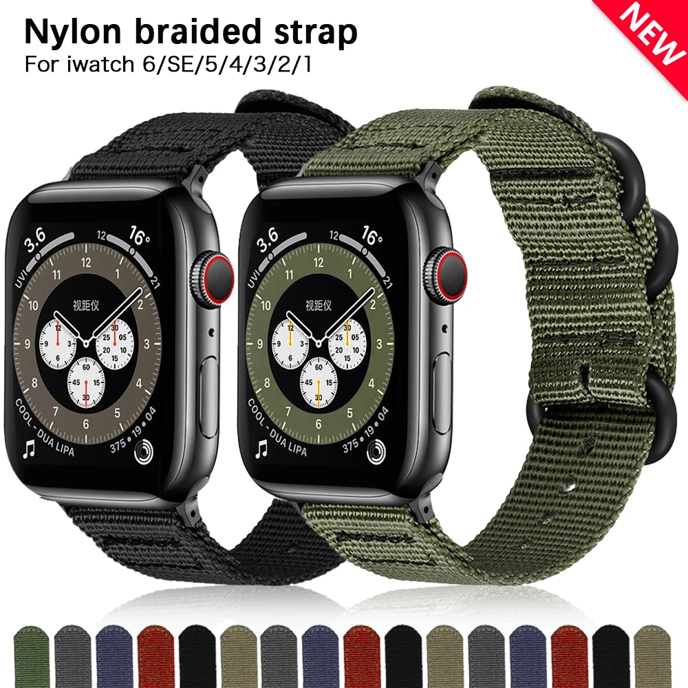 Ремешок нейлоновый спортивный для Apple Watch Band Series 5 4 44 мм 40 браслет iwatch 4/3/2/1 42 38
