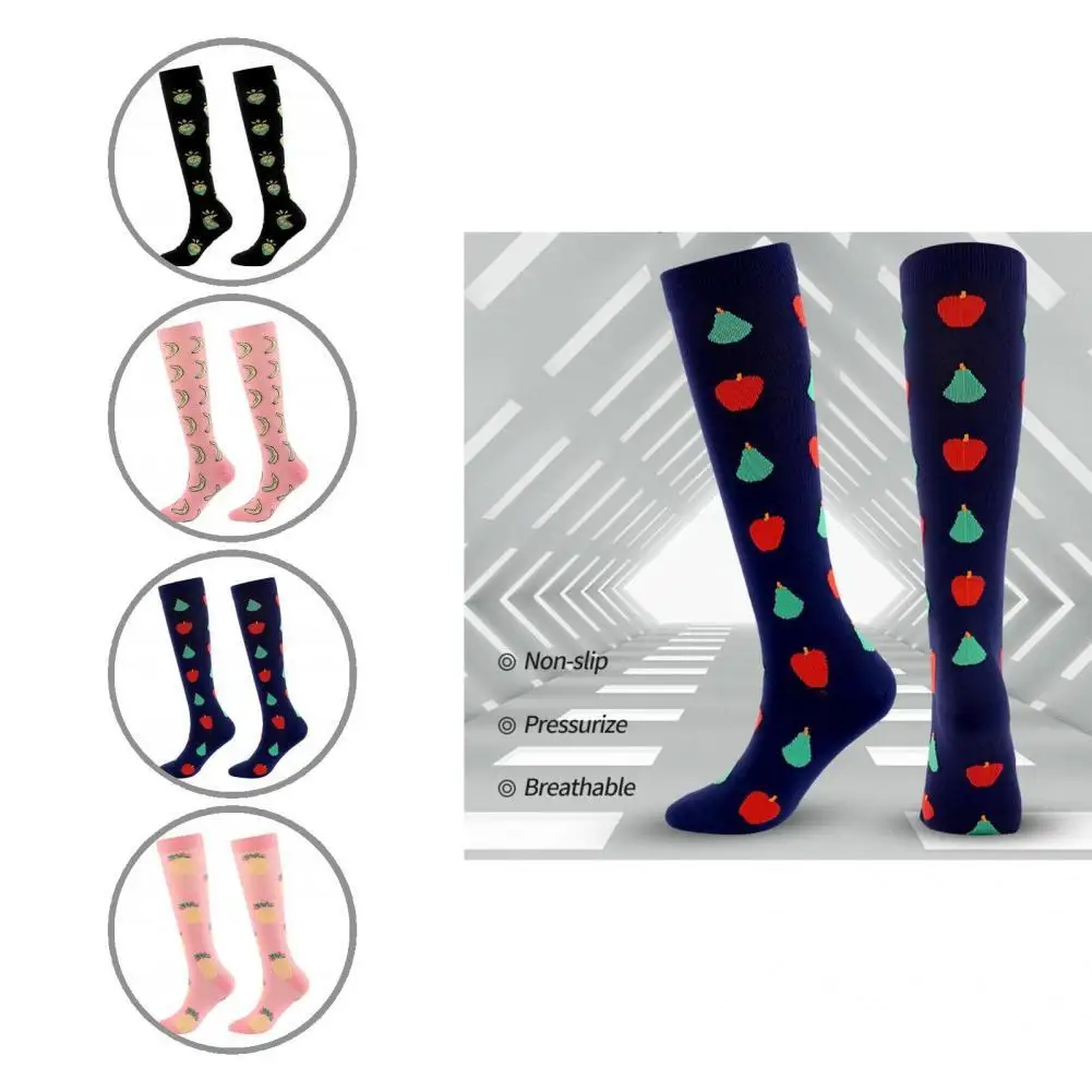 

Climbing Socks Quick Dry Useful Sweat Absorption Fruits Pattern Knee Length Socks