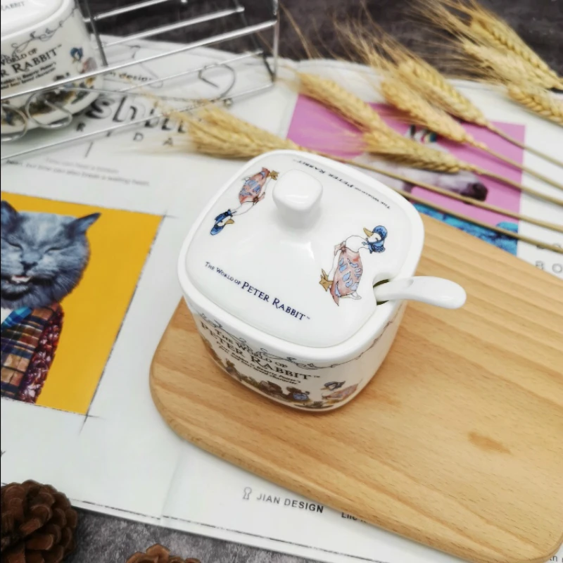 Peter Rabbit Export Order Best Quality Sugar Bowl Kitchen Tools Salt Spice Tin Spices Container Honey Jar Suikerpot Zuccheriera
