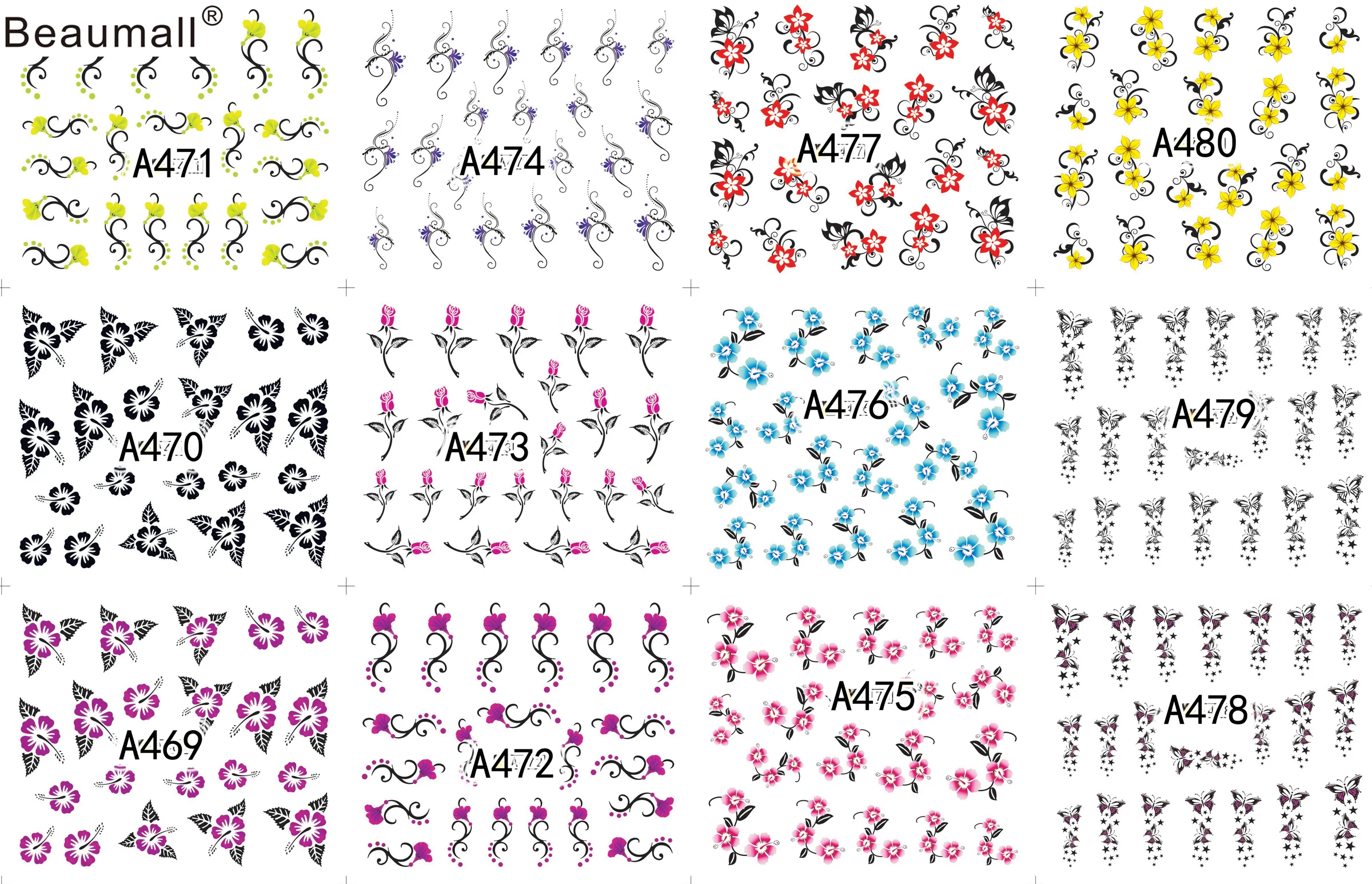 Цветочный дизайн наклейки для ногтей красоты|Стикеры и наклейки| |