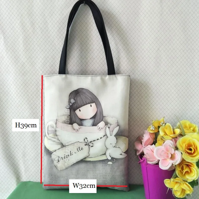 

New Fashion Canvas Bag Reusable Shopping Bag Large Folding Tote Eco Foldable Cotton Bags Canvas Handbag Cartoon Shopping Bag