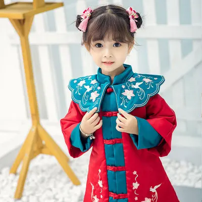 Новый костюм в китайском стиле для детей от 3 до 7 лет Hanfu/платье улучшенное зимнее