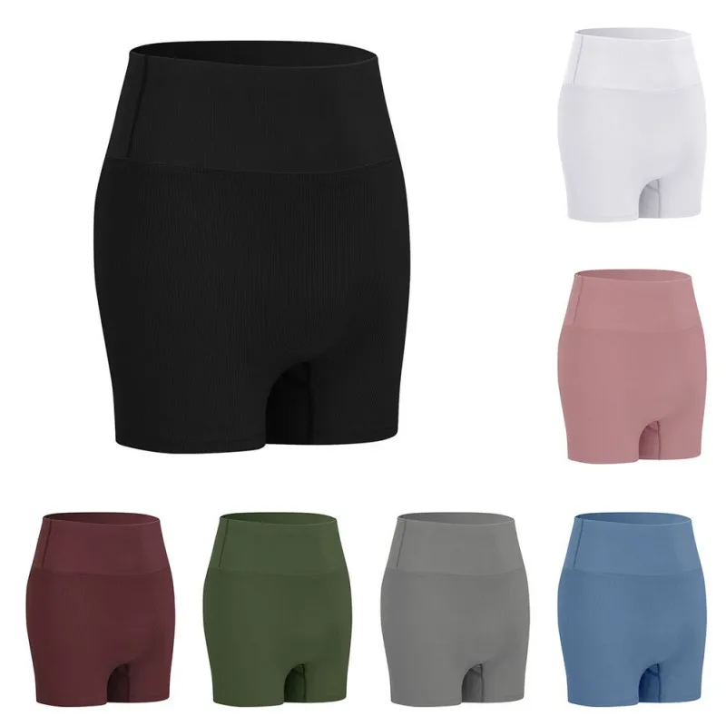 

Women's Summer No Embarrassment Line Fitness Shorts High Waist Elastic Booty Lifting Tight Running Short Pants