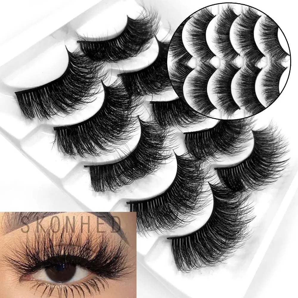 

5 Pairs 3D Faux Mink Hair False Eyelashes Natural Handmade Wispy Fluffy Long Full Volume Lashes Woman Eye Lash Extension Makeup