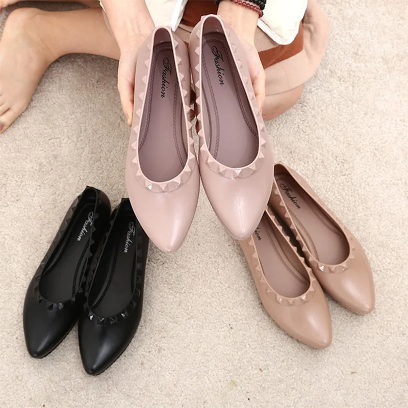 Туфли-желе женские с острым носком без застежки плоская подошва Повседневные