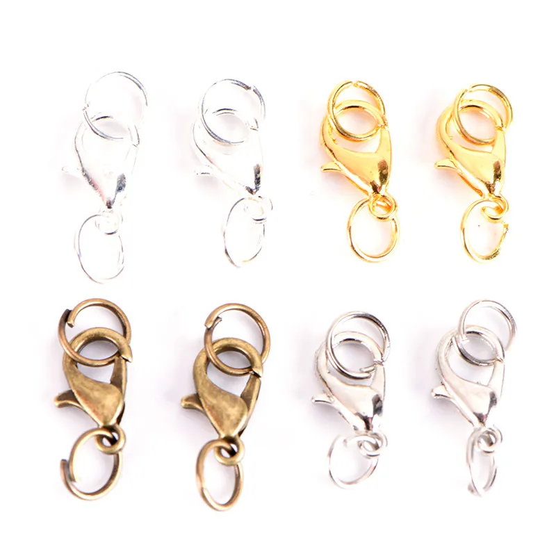 

20Pcs Lobster Claw Clasps Jump Rings split Boho style Making Hook Ring Crimp End Spring Necklace Snap Chains set Beads