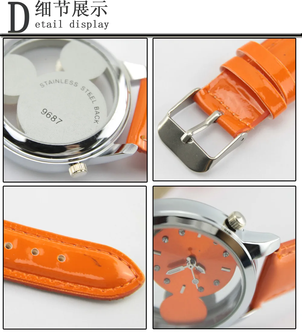 

Brand leather quartz watch girl boy fashion bracelet cartoon girls kids es box