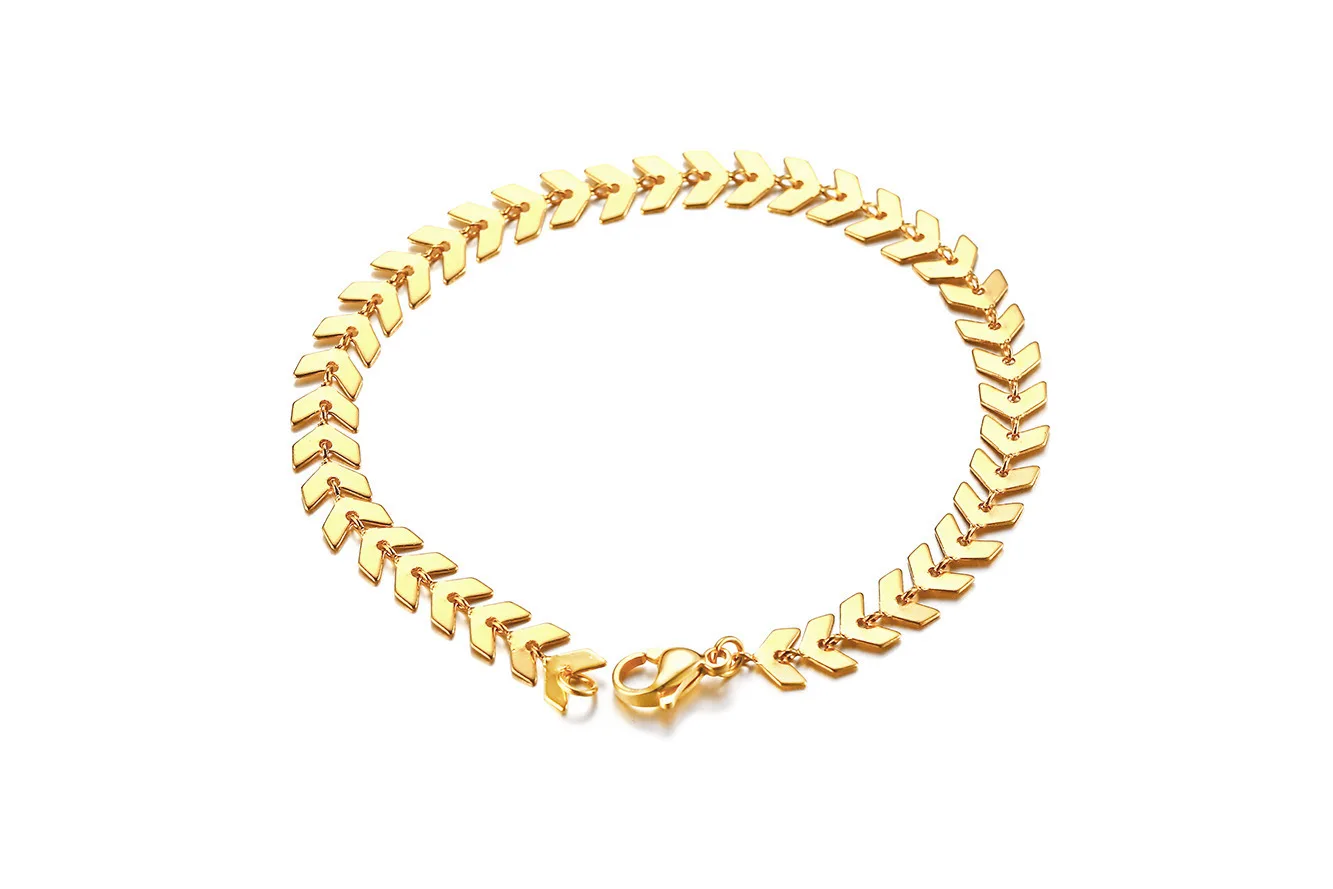 

QWC TN89 stainless steel fashion jewelry for birthday gift rose many rice patternl men's popular style Golden Rice color
