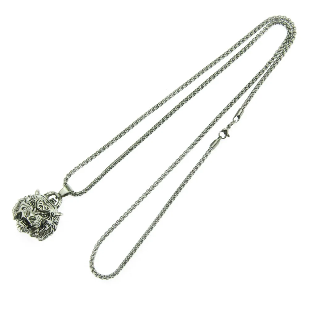 

Men's Women's Pendant Necklace Personality Retro Zodiac Tiger Head Pendant Stainless Steel Jewelry 2021 Fashion Gift chain man