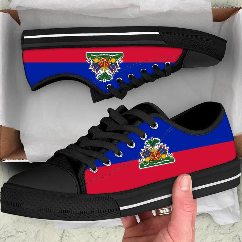 

FORUDESIGNS Women's Sneakers Shoes Woman Haiti Flag Printed Classic Low Top Canvas Vulcanized Shoes for Female Ladies Zapatos