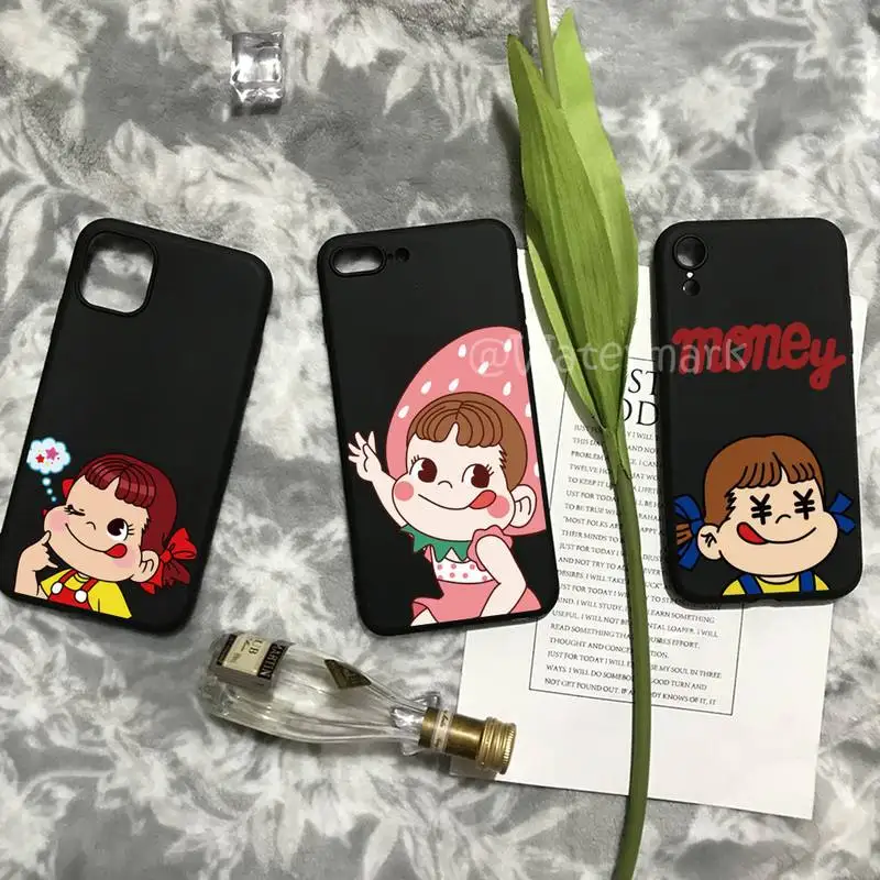 

Cartoon Fujiya Peko Milky Girl Boy Phone Case For IPhone 13 Mini 12 11 Pro Max Xs X Xr 7 8 Plus Se 2020 Silicone Cover