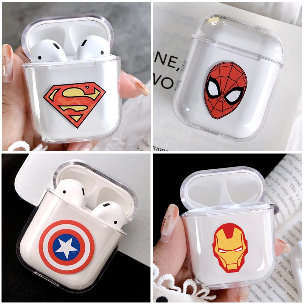 Чехол Marvel с изображением Капитана Америки, супергероя, чехол для Apple Airpods, Человека-паука, милый беспроводной Bluetooth чехол для наушников