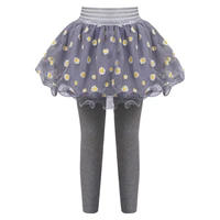 girls leggings with flower print mesh tutu skirt cotton kids leggings for girls clothes long pants children skirt pants 3 14y