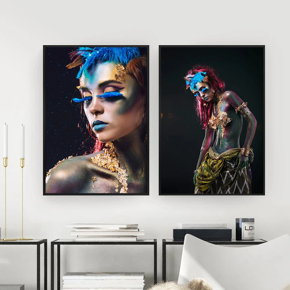 

Bling Gold Makeup Woman Canvas Paintings Home Wall Art Posters and Prints Wall Pictures for Living Room Home Wall Cuadros Decor