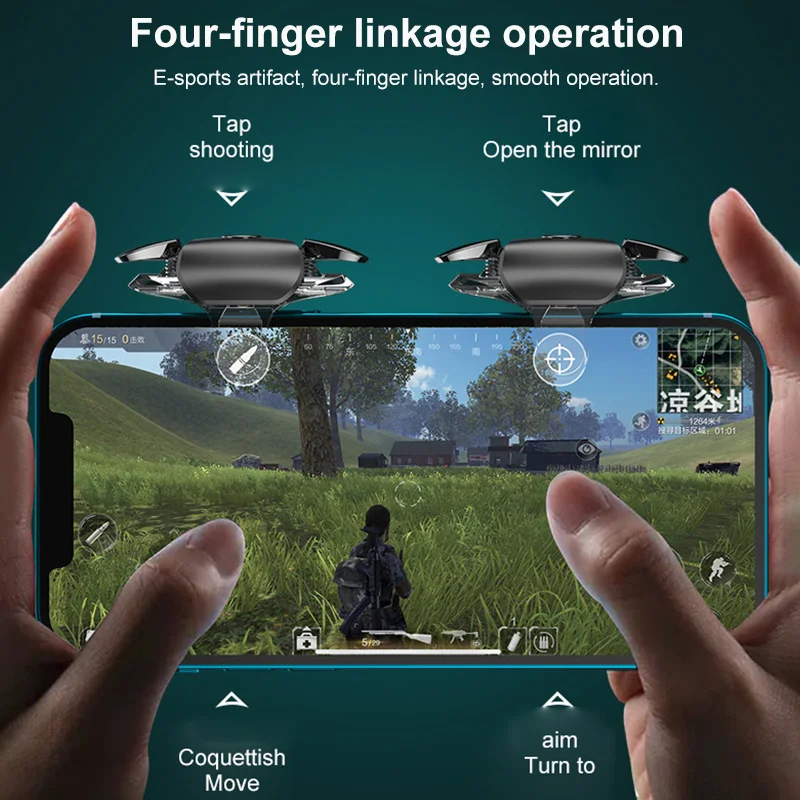 

2021 New Gamepad For PUBG Eating Chicken Game Stick L1R1 Taking Aim Fire Button Handle Shooter Controller For Smart Phone Hot