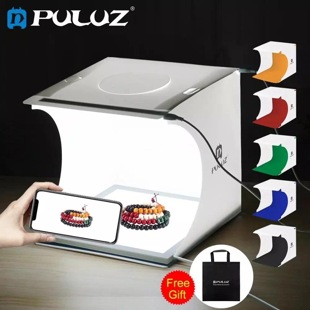 

PULUZ 22.5 LED Photography Shadowless Bottom Light Lamp Panel Pad +2LED Panels 20CM lightbox Photo Studio Shooting Tent Box