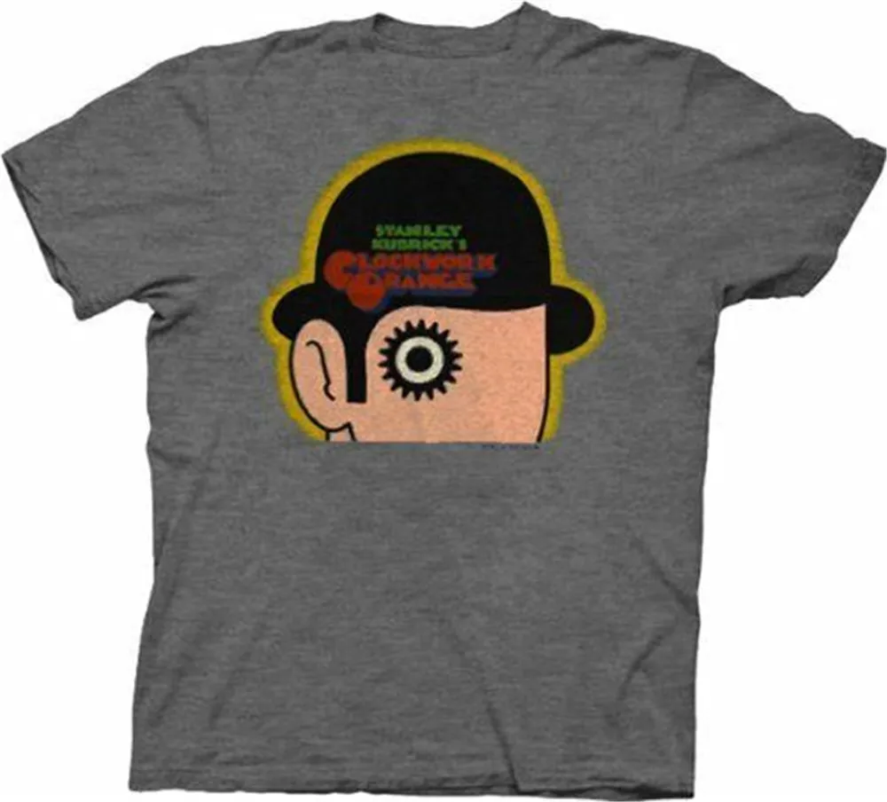 Взрослая темно серая Стэнли кубрикса Заводной оранжевый логотип Хизер футболка
