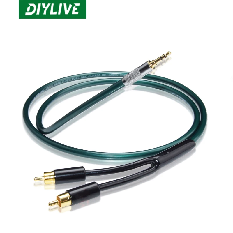 DIYLIVE Hi-Fi 3.5mm to 2RCA Y separator stereo audio cable HiFi connects the phone MP3 CD PC to the amplifier cable 3m 3.5m 5m