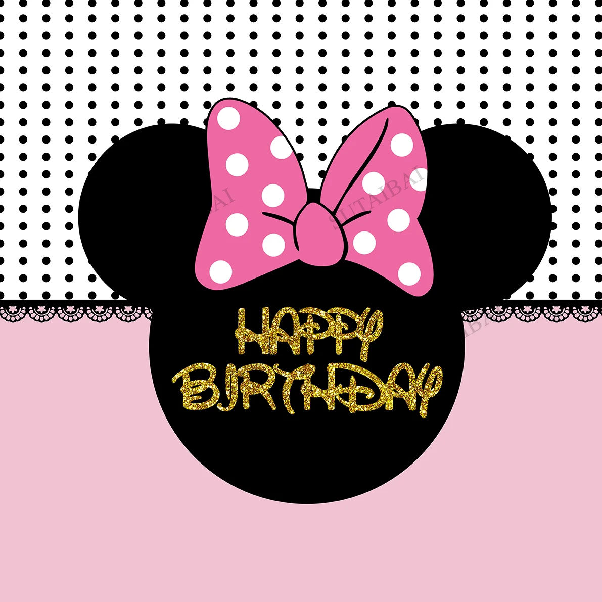 

Custom Vinyl Lovely Mouse Backdrop for Photography Yellow Spot Pink Heart Baby Birthday Photo Background Photographic Studio