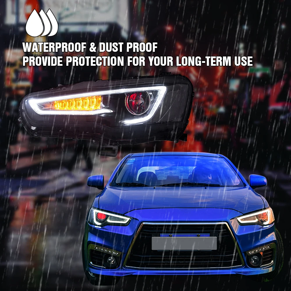 Светодиодные фары дьявольские глаза для Mitsubishi Lancer EVO X 2008 до 2020 DRL указателей