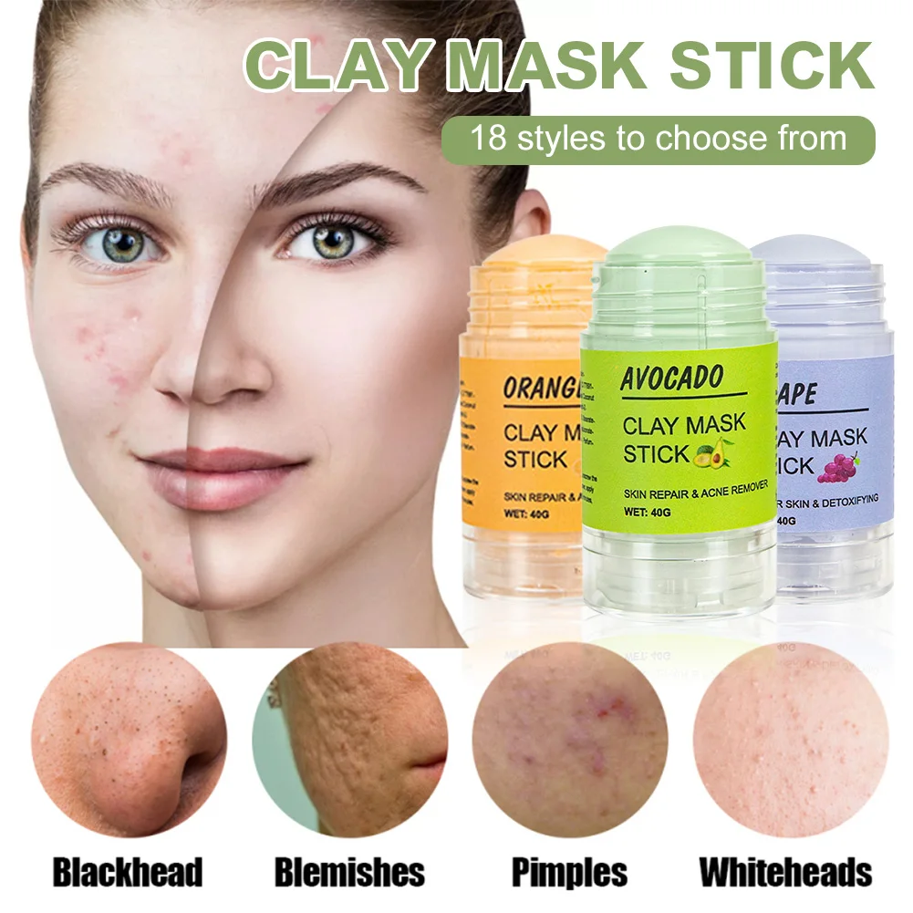

Clay Mask Stick Purifying Stick Mask Skin Detoxifying Facial Masks Deep Clean Pores Oil Control Blackhead Removal Whitening
