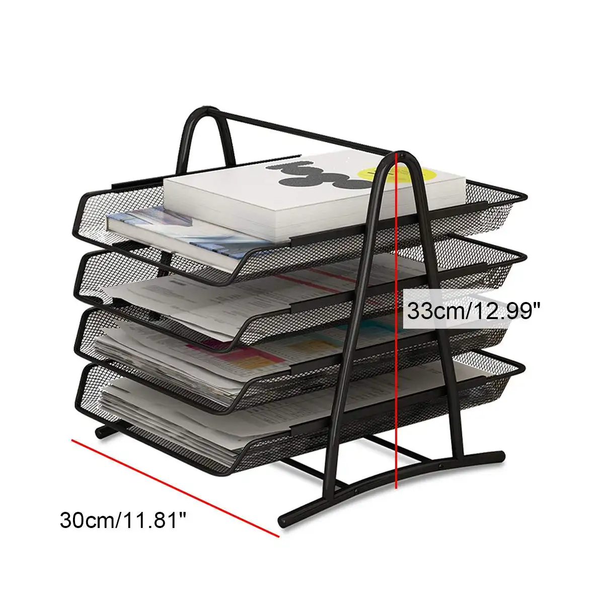 

Office A4 Paper Organizer Document File Letter Book Brochure Filling Tray Rack Shelf Carrier Metal Wire Mesh Storage Holder New