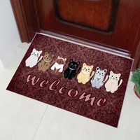 Cartoon Cat Front Door Mat Cute Rubber Doormat for Entrance Door Bathroom Welcome Door Mat Kitchen Room Doormats Floor Mats