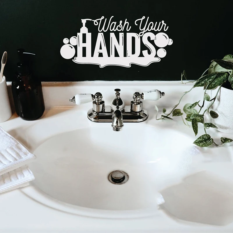 Мойте руки s стикер на стену окно ванная комната туалет раковина пузырьки мыльный