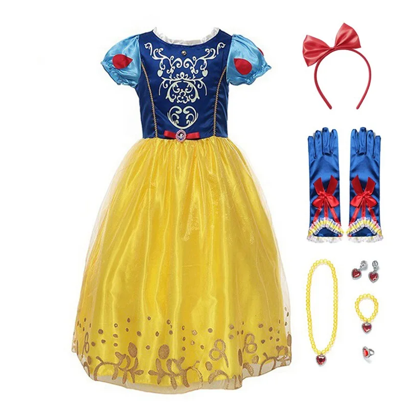 

VOGUEON Princess Snow White Fancy Dress Up Girls Cosplay Costume Children Halloween Outfit For 2-8T Kids Birthday Party Clothes