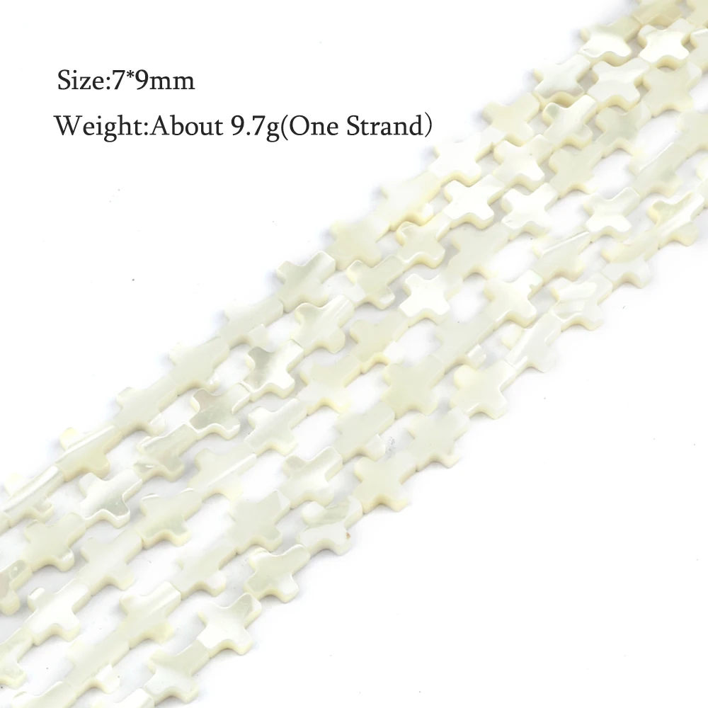 

Wholesale 7*9mm Jesus Cross Freshwater Shell Bead Healing Mother of Pearl Stone DIY Jewelry Making Bracelet Necklace Accessories