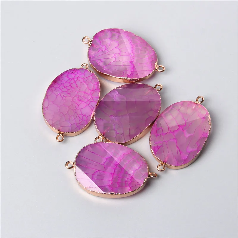

1PCS Faceted Natural Stone Connectors Charms Agates Irregular Cracked Gemstones Pendant for Jewelry Making Necklaces Accessories