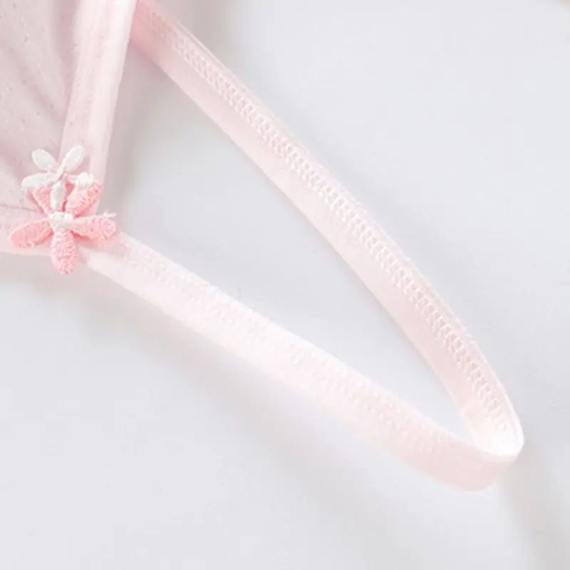 

Teenager Puberty Girls Cotton Training Bra Spaghetti Straps Wire Free Sports Underwear Lightly Padded Embroidery Floral Applique