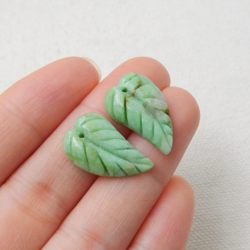 Серьги Chrysocolla с натуральными камнями Резные листья пара 20x12x4 мм 2 9 г модные