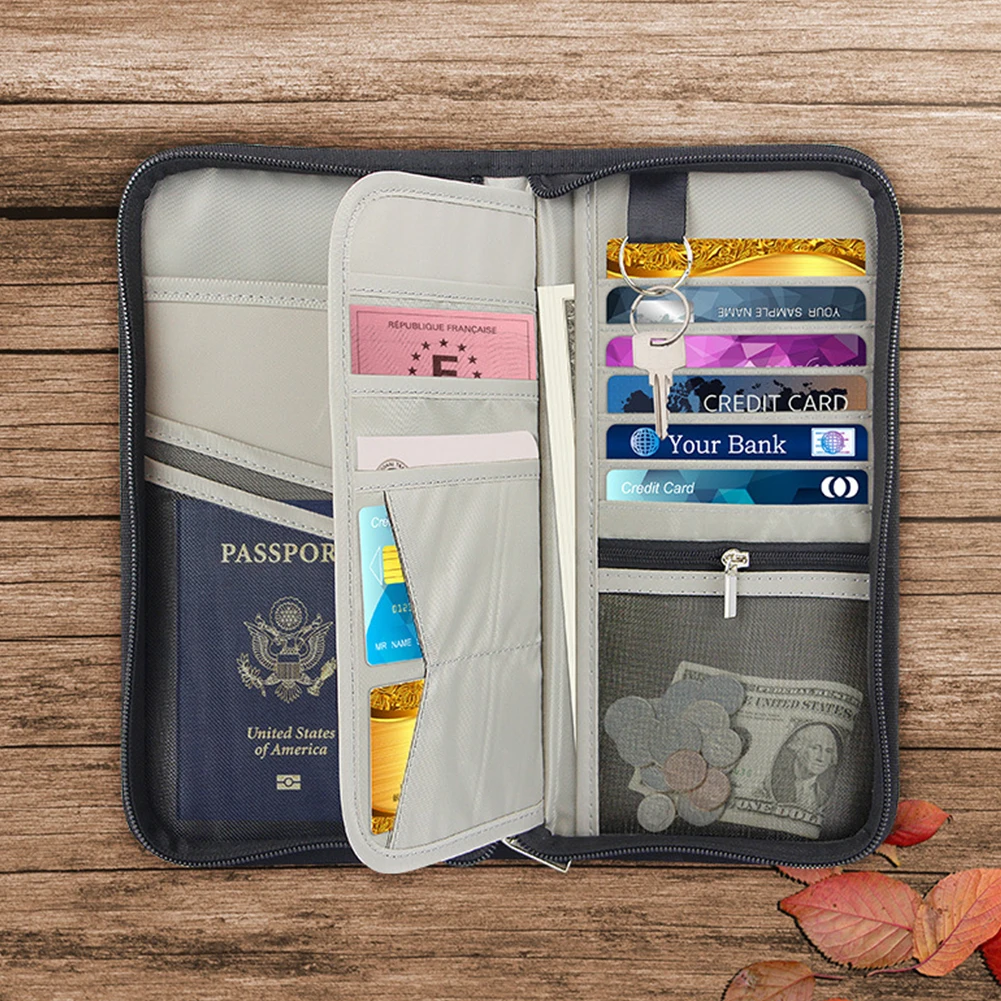 

Storage Full Closure Antitheft Card Holder Cash Fashion Documents Travel Wallet Passport Organizer Accessories Zipper Outdoor