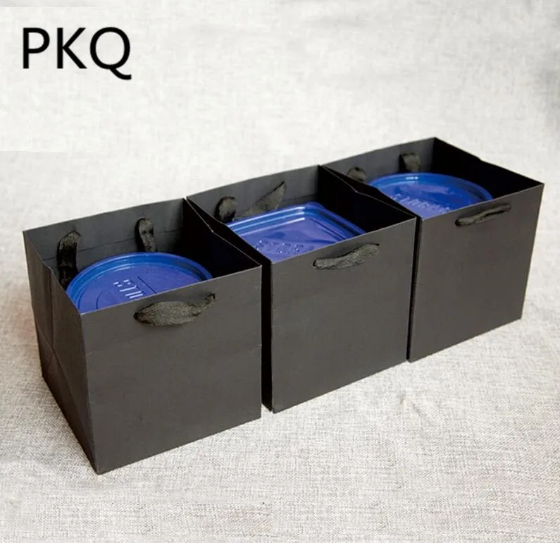 10 шт. квадратный крафт-бумажный пакет с широким дном черные бумажные подарочные