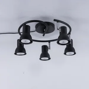 Потолочные светодиодные светильники, 5 головок, Черное железо, вращающиеся, для дома, гостиной, столовой, спальни, винтажный Лофт, скандинавские потолочные светильники