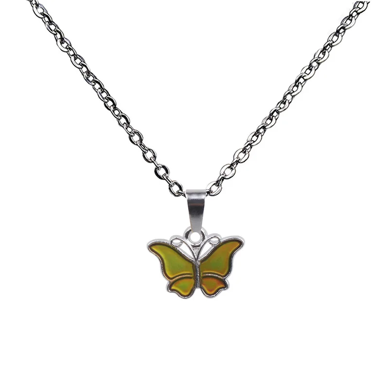 

Mood Necklace Temperature Control Color Change Butterfly Pendant Necklaces for Women Creative Stainless Steel Chain Jewelry Gift