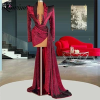 newest high low cocktail party dresses long sleeves beading prom dress 2021 customized evening gowns robes vestidos de fiesta