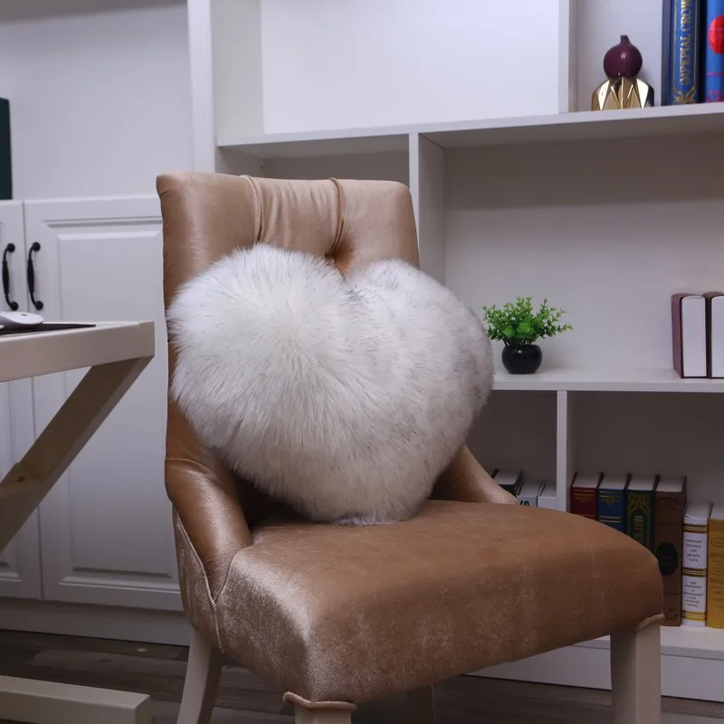 OIMG пушистая наволочка для подушки Чехол с сердцем однотонная розовая Осенняя