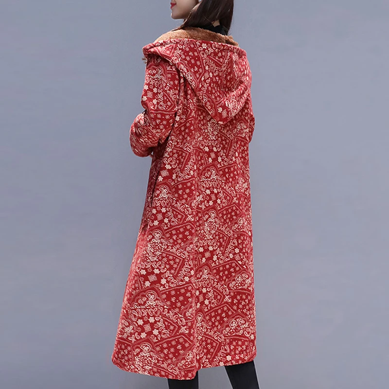 EaseHut/осенне-зимнее длинное пальто с принтом пейсли и цветочным винтажные