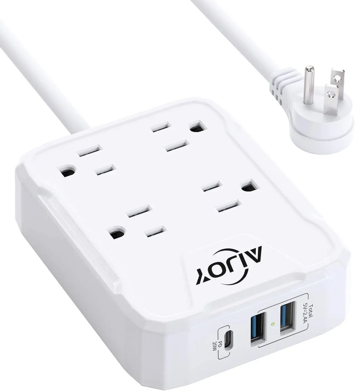 

Удлинитель питания USB, Зарядное устройство USB-C с портом PD, плоский удлинитель 4,6 футов с монтажными отверстиями, маленький Рабочий стол